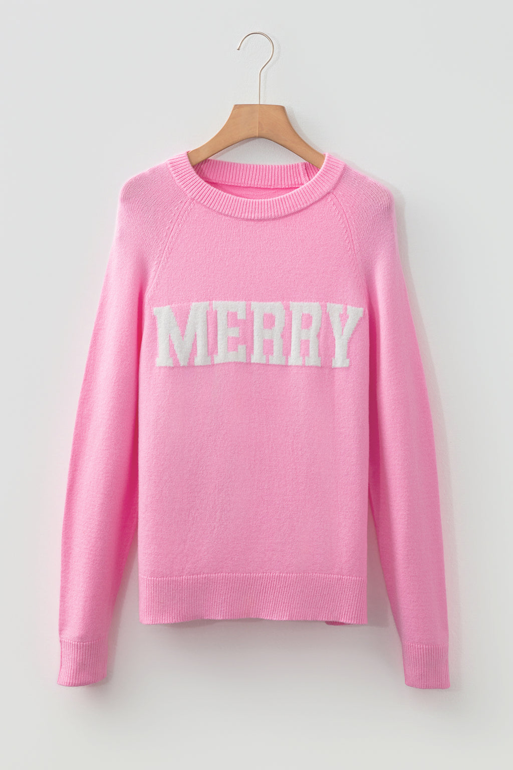 Bonbon MERRY Letter Pattern Christmas Raglan Sleeve Sweater