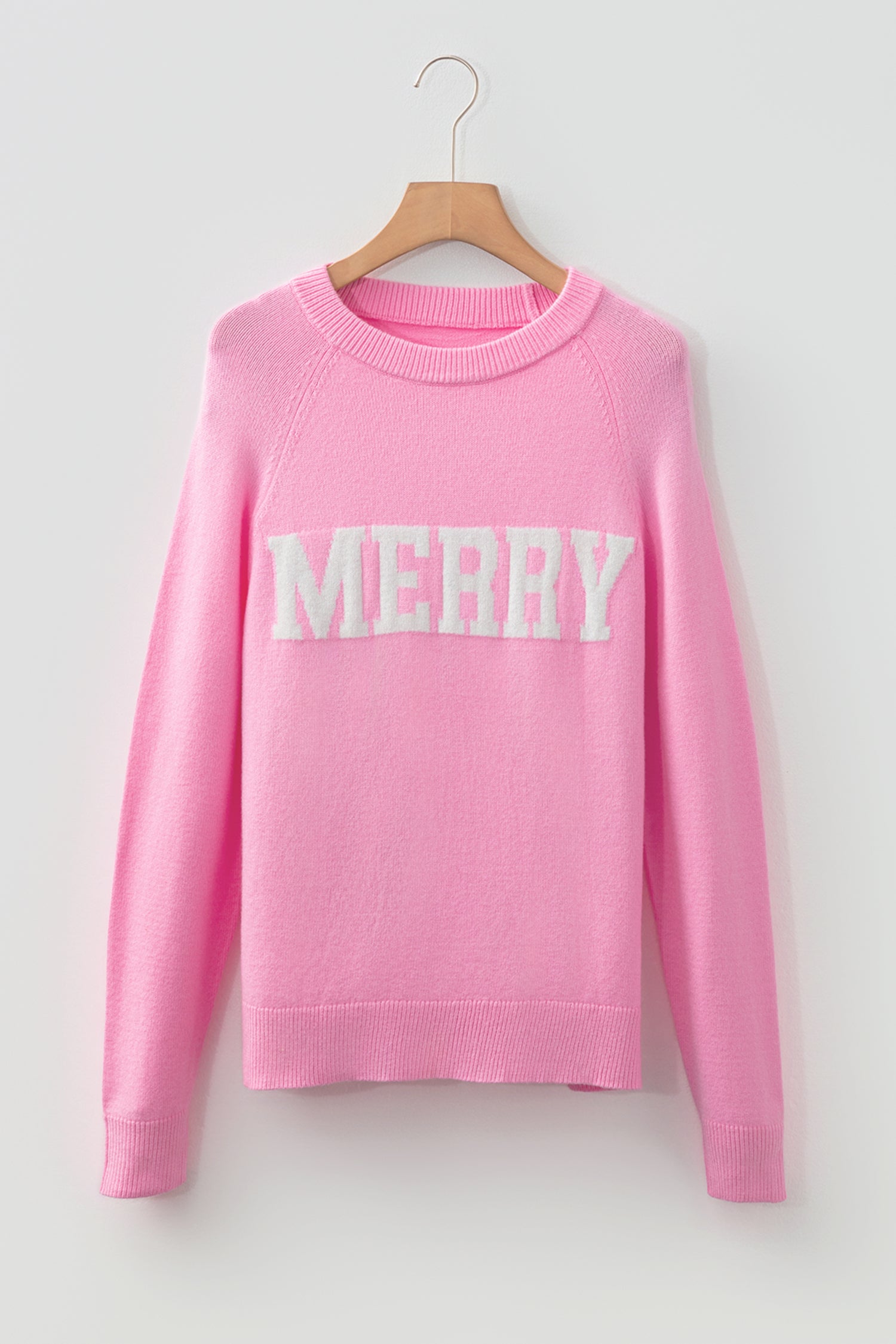 Bonbon MERRY Letter Pattern Christmas Raglan Sleeve Sweater