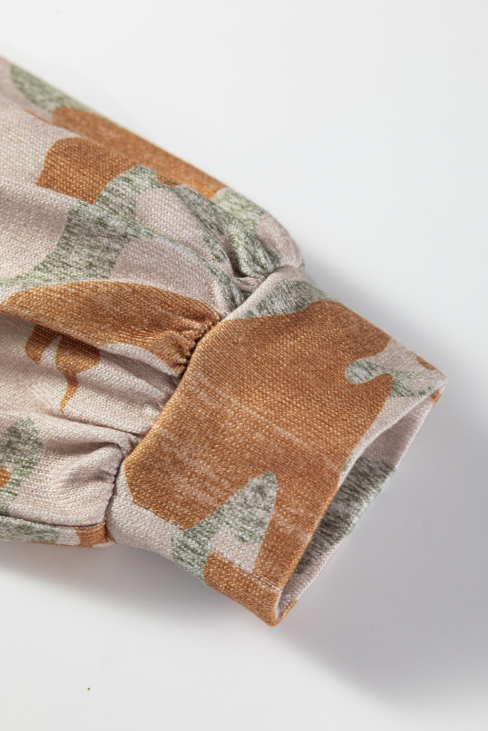 Brown Retro Camouflage Print Exposed Seam Patchwork Drop Shoulder Sweatshirt