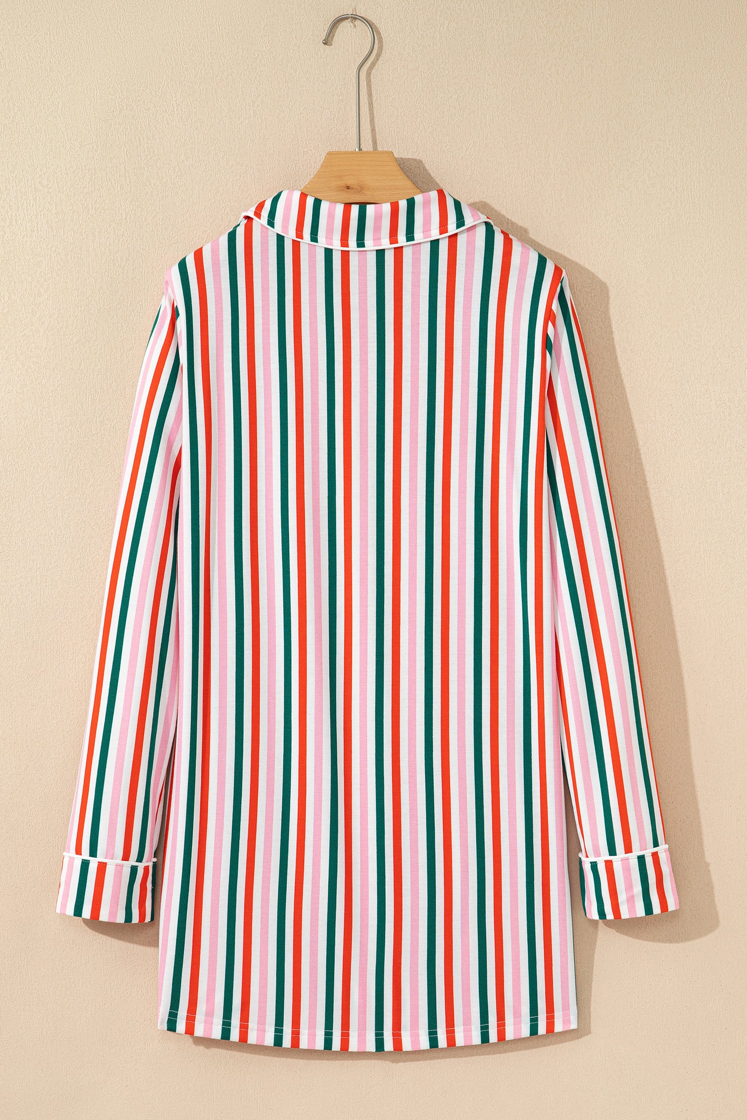 Pink Stripe Christmas Long Sleeve Shirt Style Lounge Dress