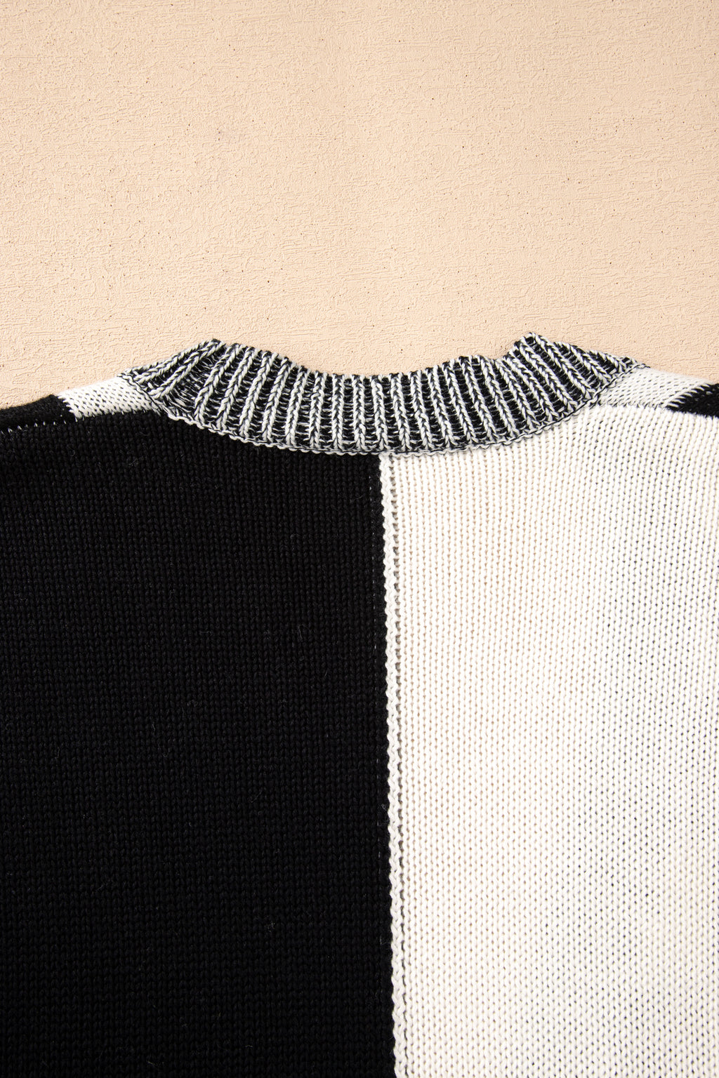 Black Checkered Bubble Sleeve Drop Shoulder Open Cardigan