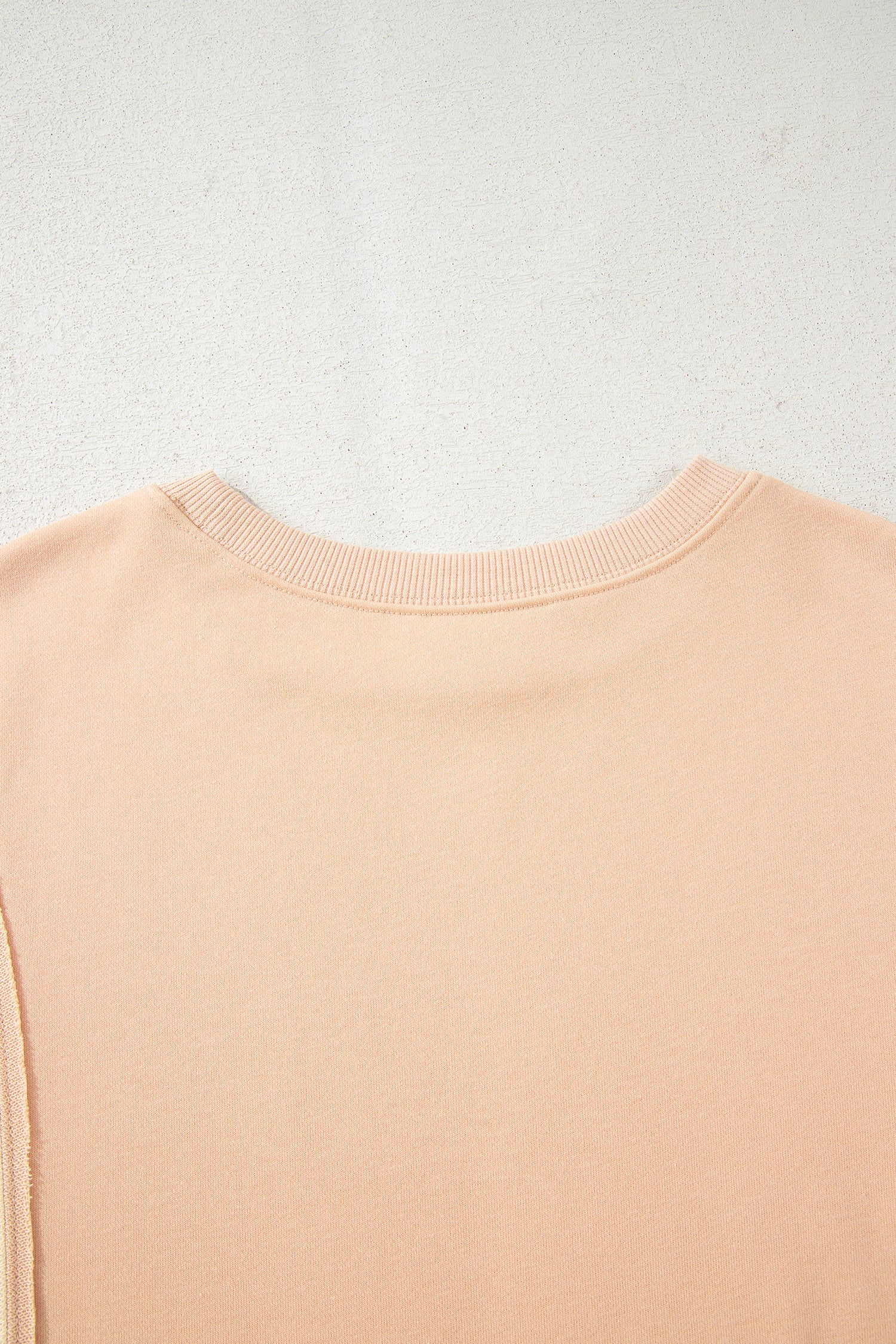 Beige Color Block Patchwork Split Hem Casual Sweatshirt