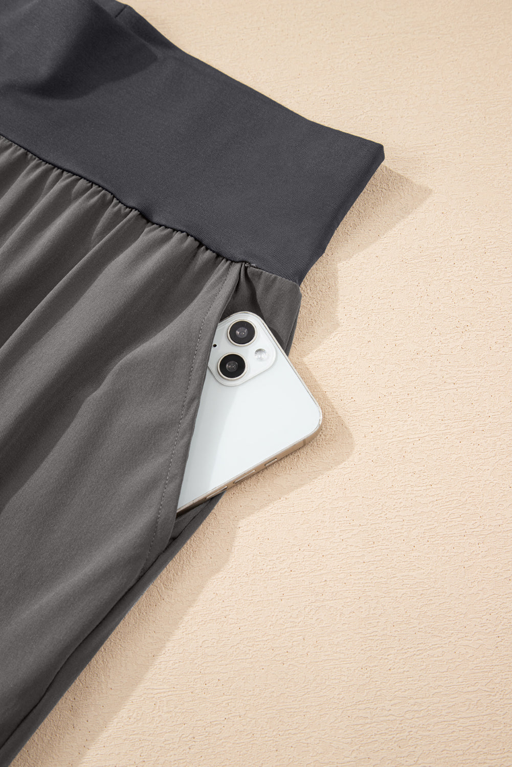 Medium Grey Elastic High Waist Pocketed Cargo Jogger Pants