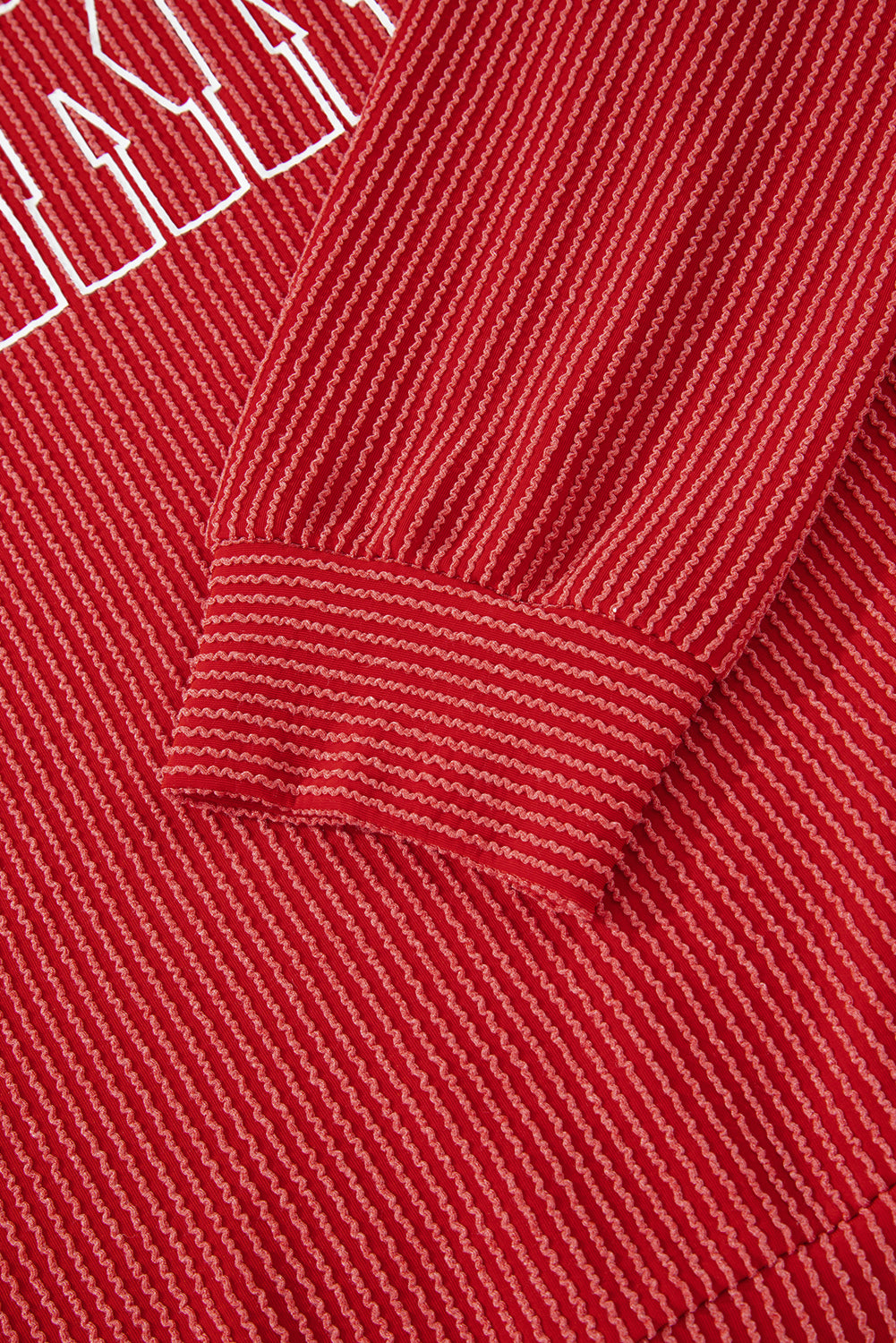 Fiery Red Twist Ribbed MERRY Letter Graphic Plus Size Pullover