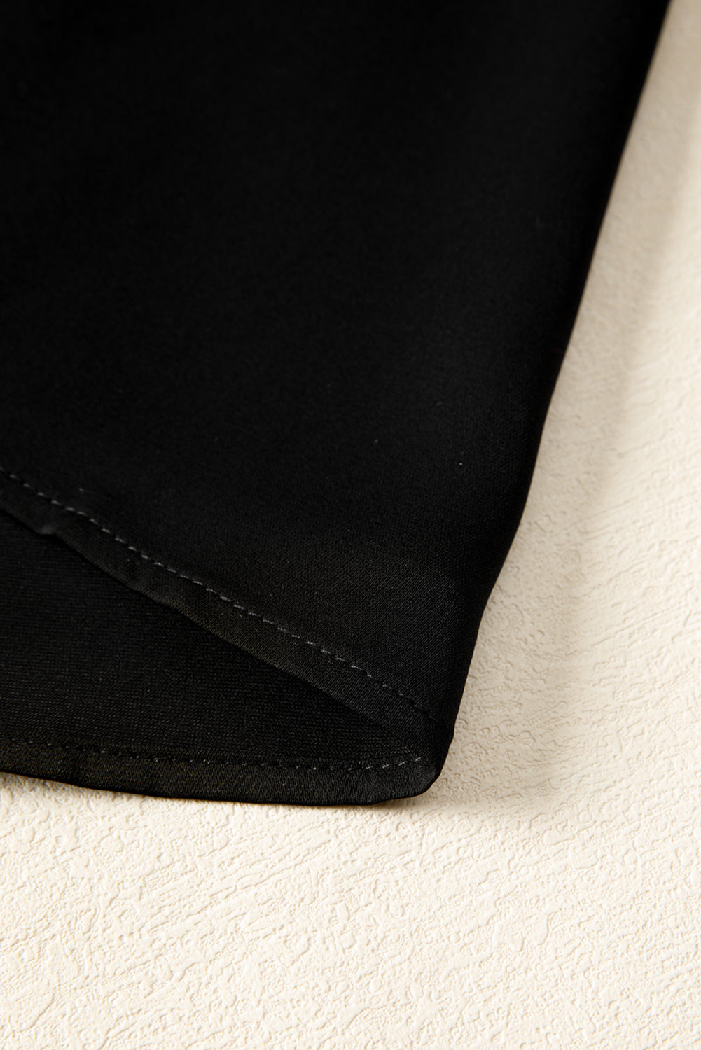 Black Frilled Neck Ribbed Knit Patchwork Long Sleeve Mini Dress