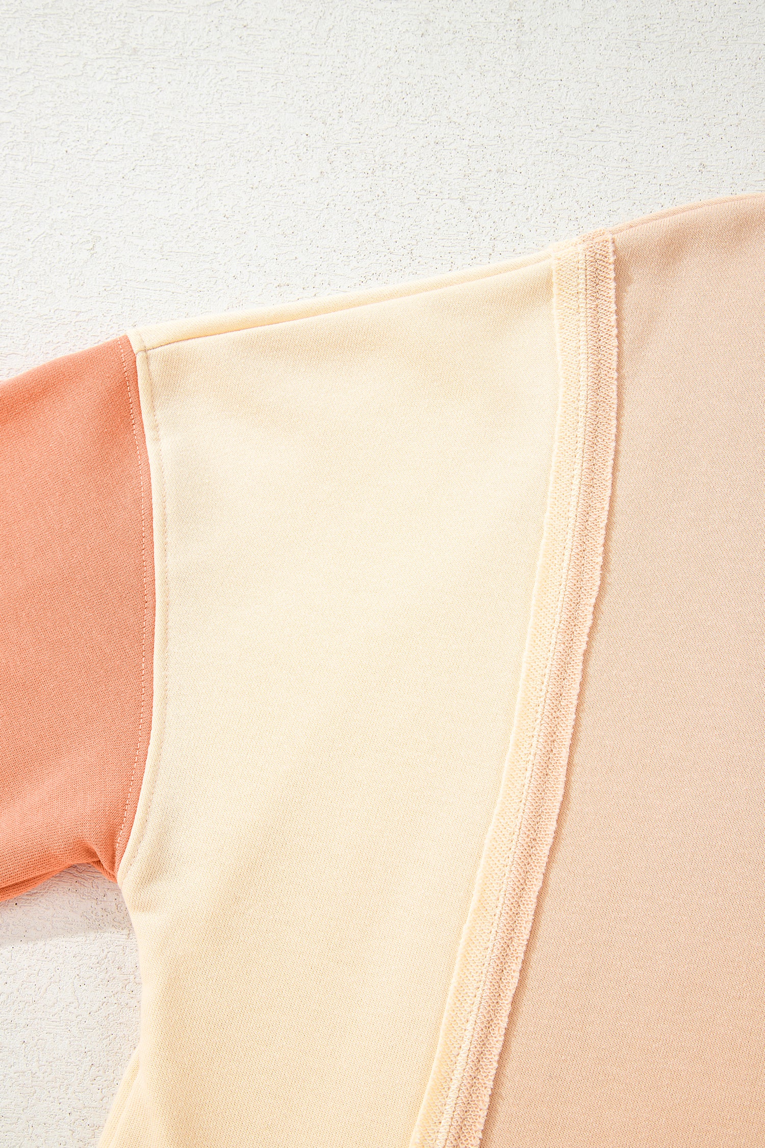 Beige Color Block Patchwork Split Hem Casual Sweatshirt