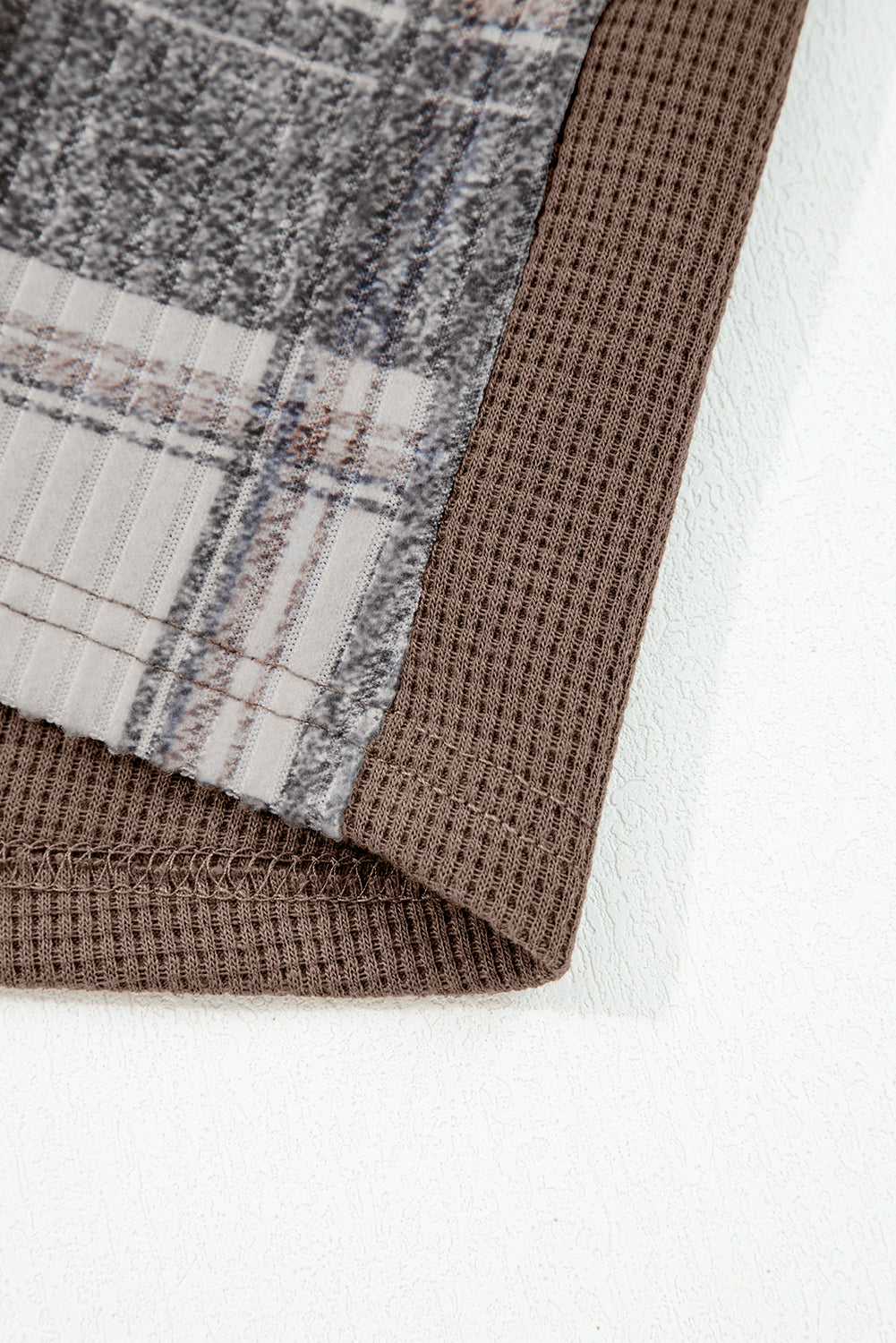 Brown Plaid Patchwork Button Down Drawstring Hooded Shacket