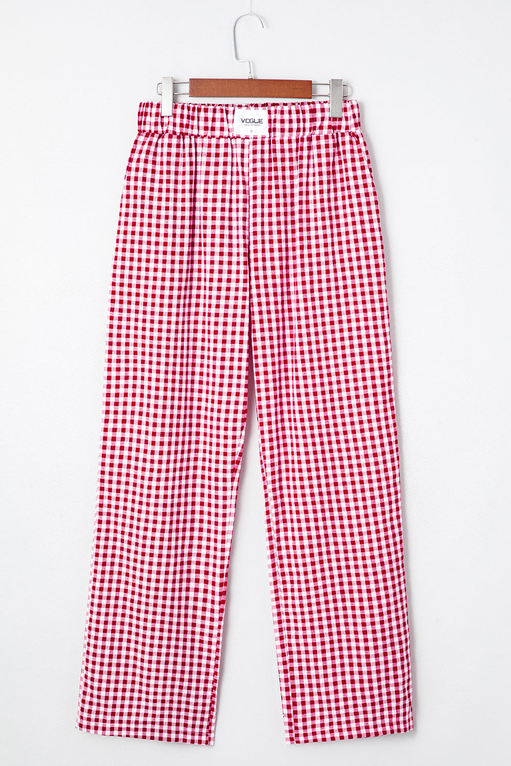 Fiery Red Plaid Casual Loose Trousers