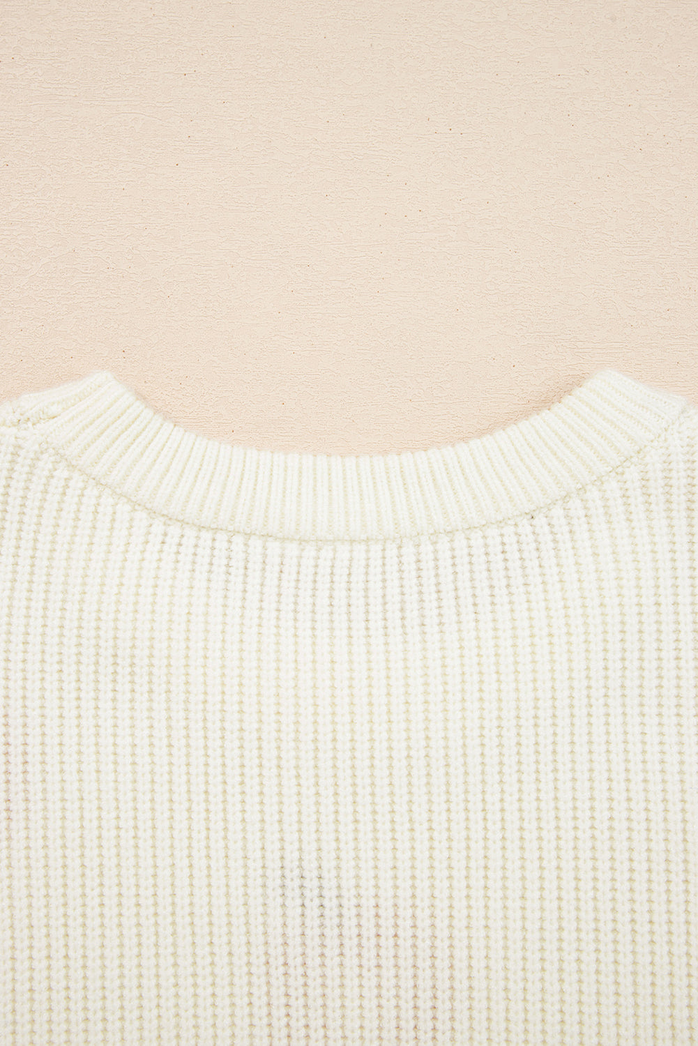 Beige Pumpkin Embroidered Ribbed Thanksgiving Halloween Holiday Sweater