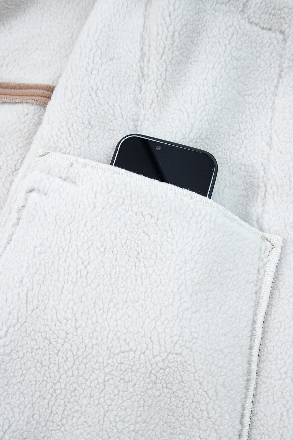 Dark Khaki Sherpa Lined Faux Suede Lapel Collar Vest