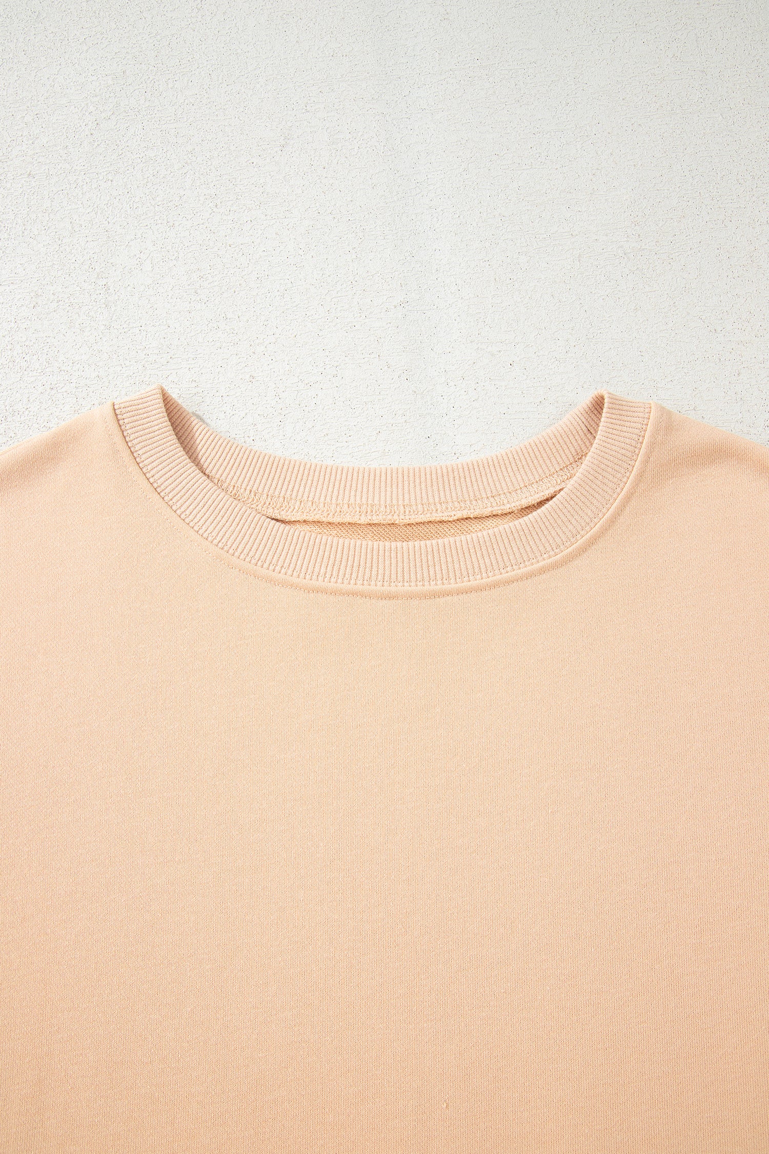 Beige Color Block Patchwork Split Hem Casual Sweatshirt