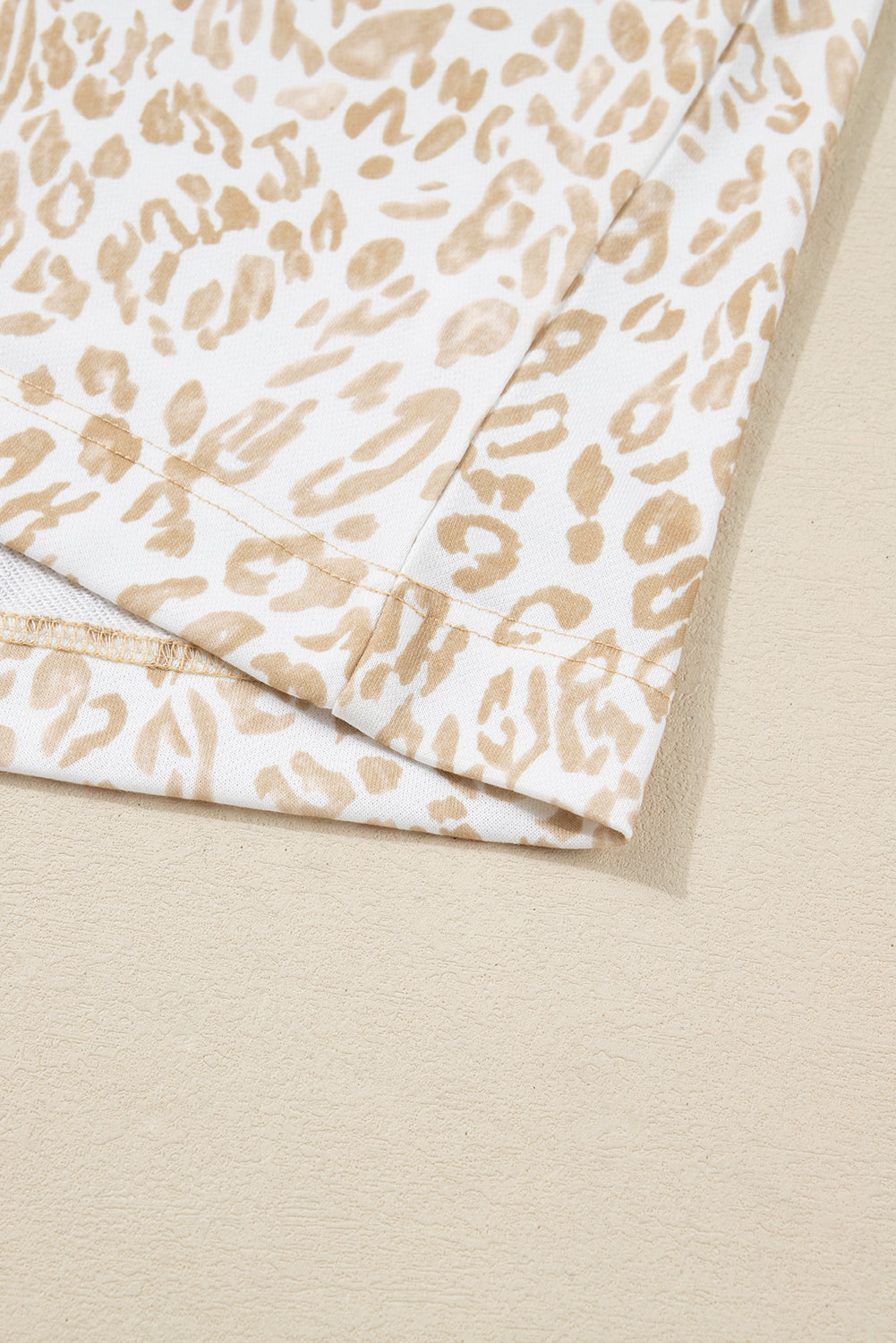 Khaki Plus Size Ruffled Arm Leopard Sweatshirt