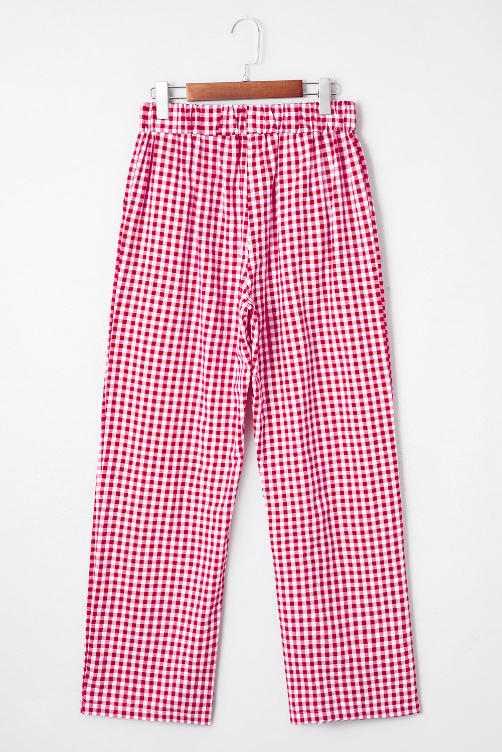 Fiery Red Plaid Casual Loose Trousers