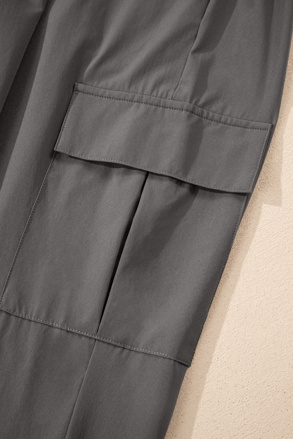 Medium Grey Elastic High Waist Pocketed Cargo Jogger Pants