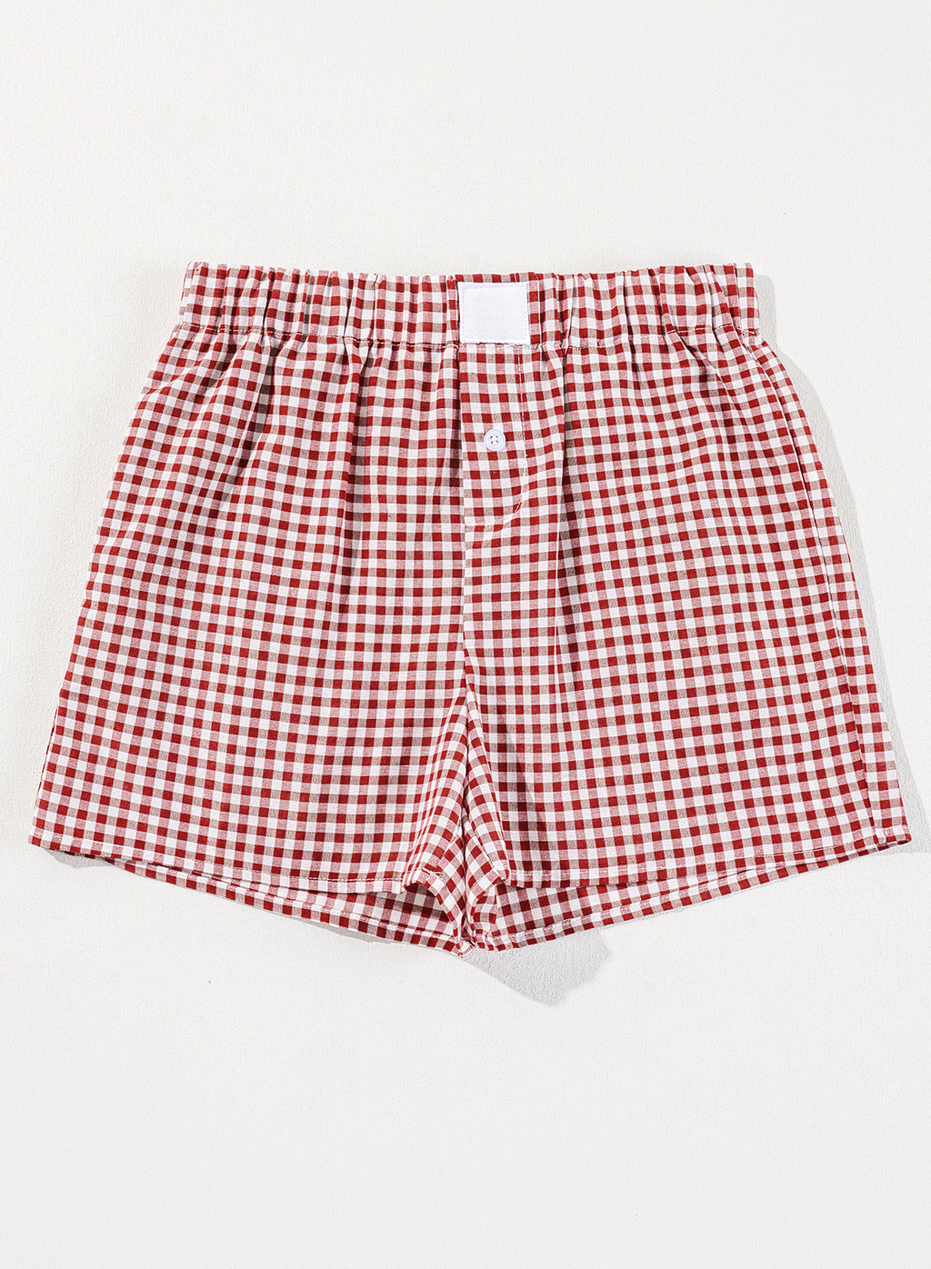 Red Gingham Printed High Waist Shorts