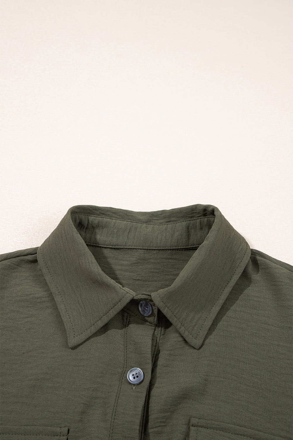 Moss Green Half Button Belted Utility Short Sleeve Jumpsuit