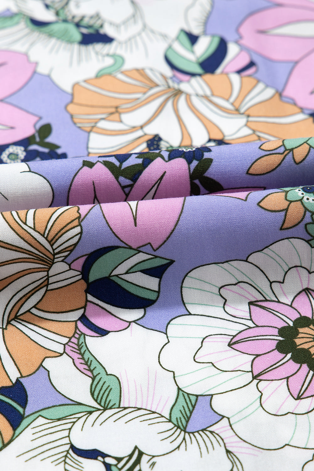 Purple Floral Print Smocked High Waist Square Neck Jumpsuit