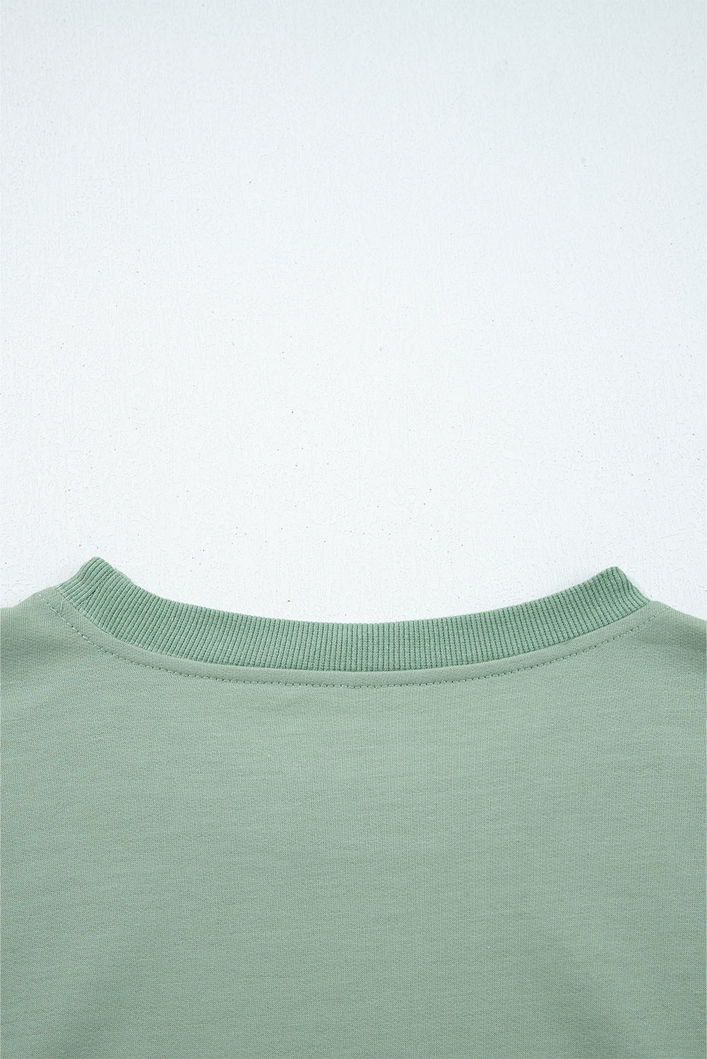 Smoke Green Raw Edge Flower Patch Drop Shoulder Casual Top