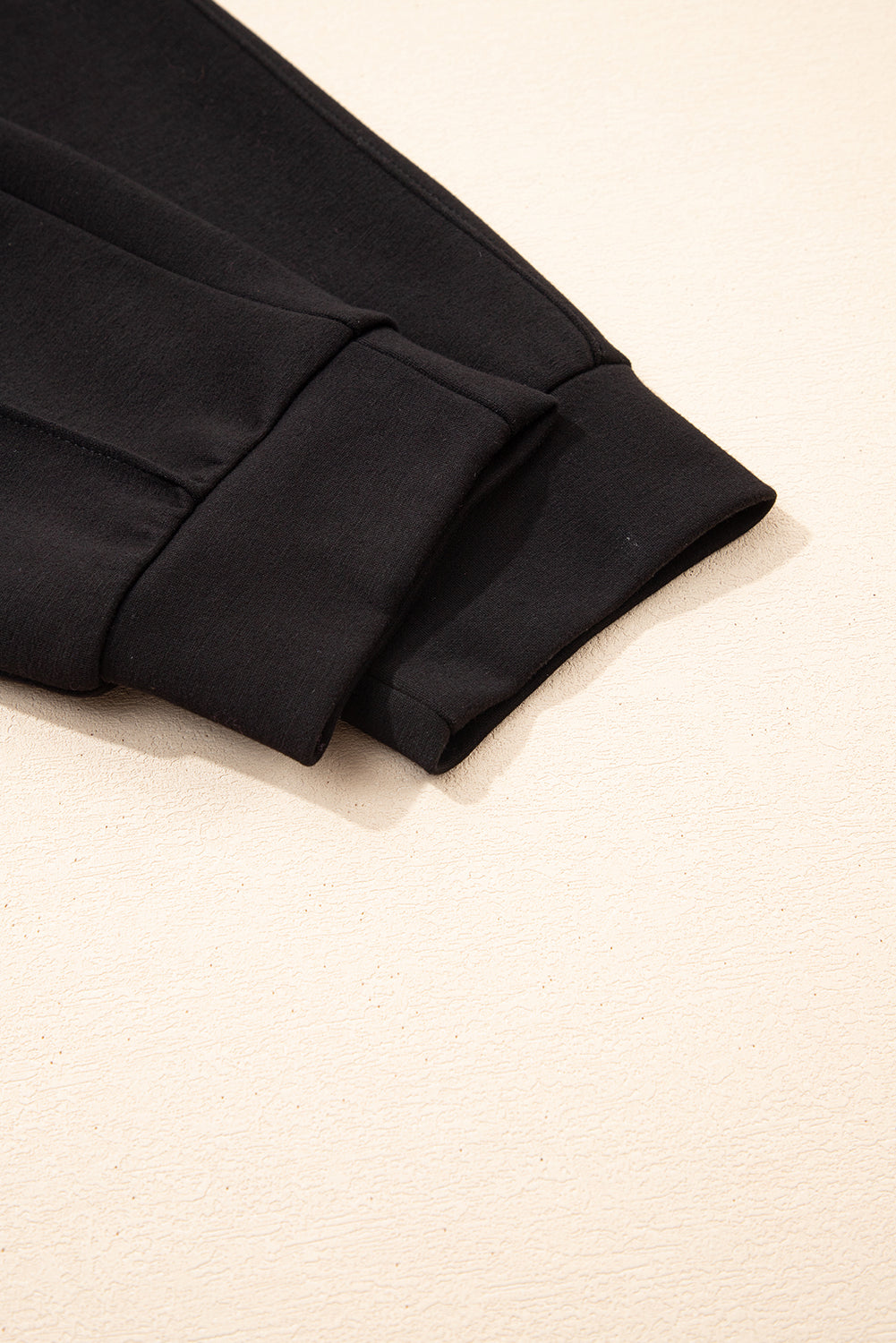 Black Exposed Seam Detail Skinny Drawstring Jogger Pants