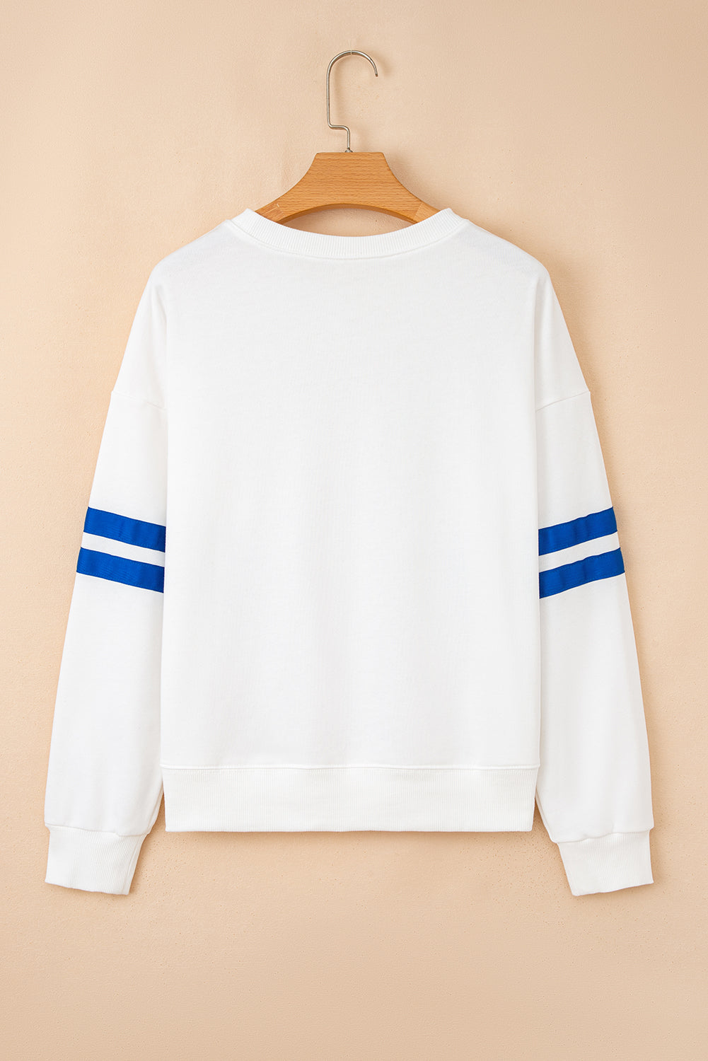 White Varsity Striped Detail Drop Shoulder Oversized Sweatshirt