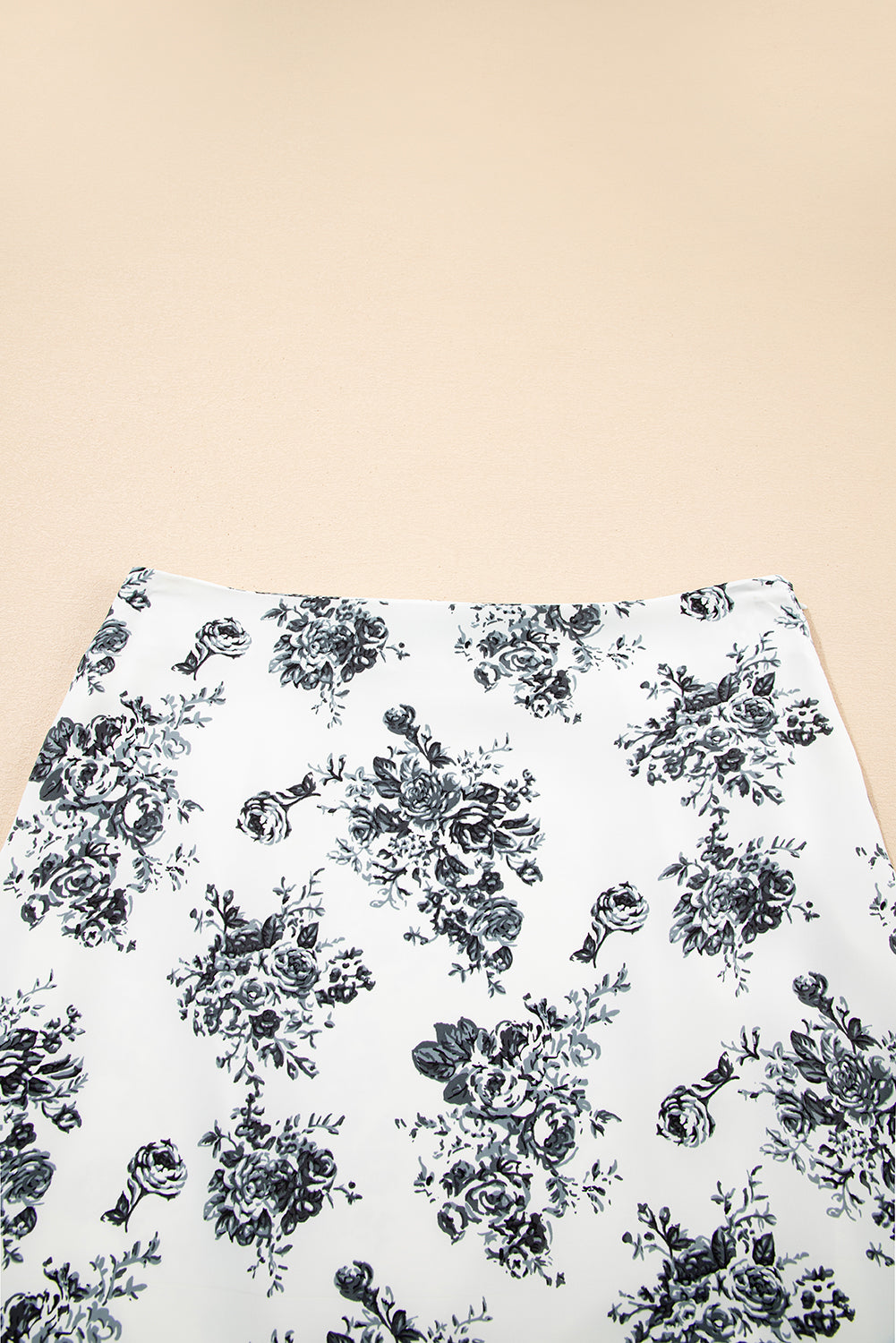 Black Boho Floral High Waist Ruffle Split Maxi Skirt